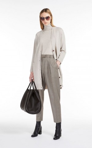 Κοστούμι Max Mara Μαλλί Flannel Cigarette Μπεζ | MMR593515