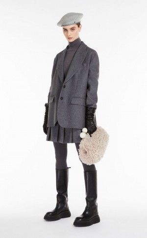 Μπλέιζερ Max Mara Μαλλί Flannel γκρι | MMR594055