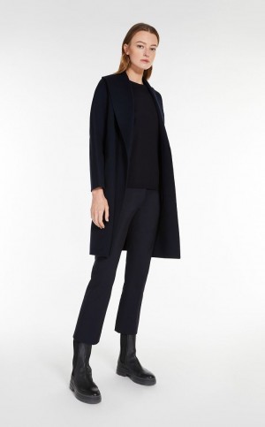παλτό Max Mara Μαλλί Robe σκουρο μπλε | MMR593928