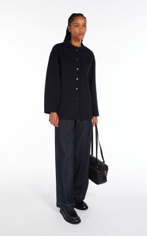 Μπουφαν Max Mara Μαλλί Shacket σκουρο μπλε | MMR594048