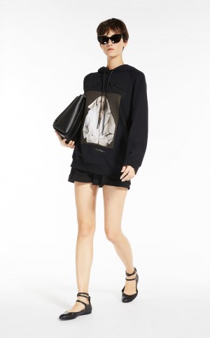πλεκτά Max Mara βαμβακερα Sweatshirt With Wegman Print μαυρα | MMR593474