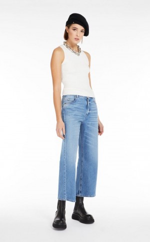 πλεκτά Max Mara Πλευρωτός Top In Stretch ασπρα | MMR593449