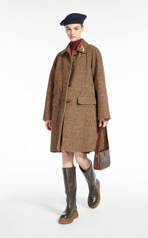 παλτό Max Mara Μαλλί Tweed καφε | MMR593866