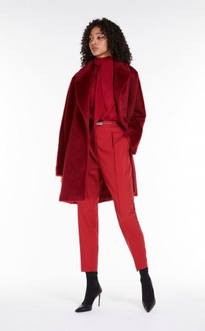 παντελόνι Max Mara Μαλλί Twill σκούρο κοκκινα | MMR593772