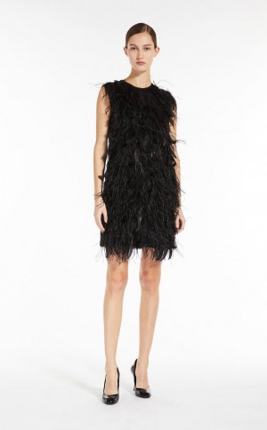 Φορεμα Max Mara κοντο With Feathers μαυρα | MMR593339