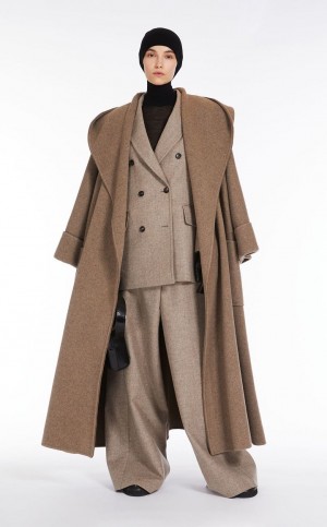 παντελόνι Max Mara φαρδια, Μαλλί And Cashmere καφε | MMR593738