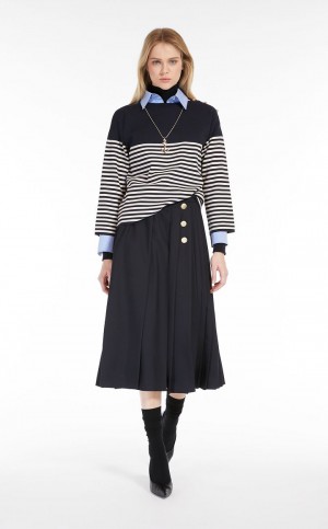 φουστεσ Max Mara Πλισέ Μαλλί σκουρο μπλε | MMR593710