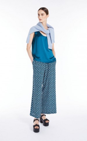 Αριστος Max Mara Ευθεία-cut In Satin And Jersey παγώνι | MMR593658